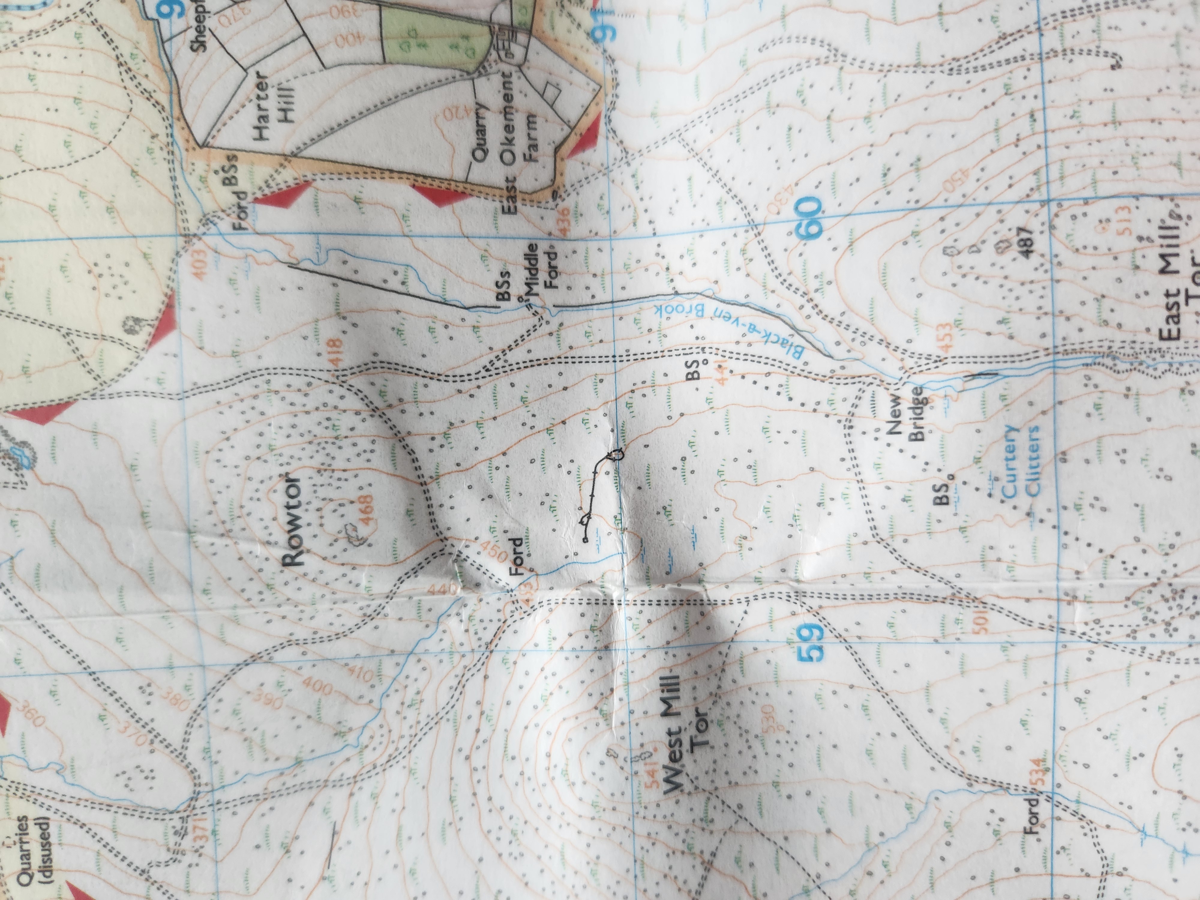 Rowtor target railway marked on an OS map as a light railway